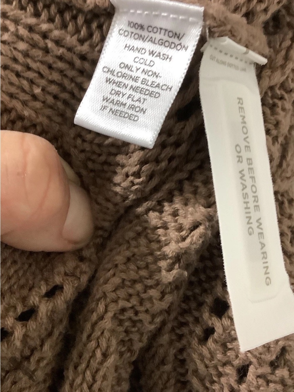 Loft Sz L 100% Cotton Leaf Knit Short Sleeve Open Boho Natural Cardigan Brown - Picture 5 of 5